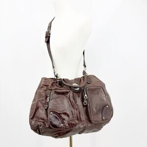 Car Shoe Brown Leather Satchel Shoulder Bag Crossbody Multi Pocket Y2k Designer